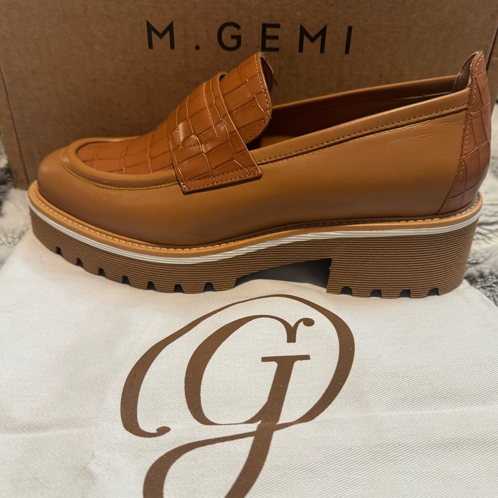 M.Gemi The Elsa tan croc loafers